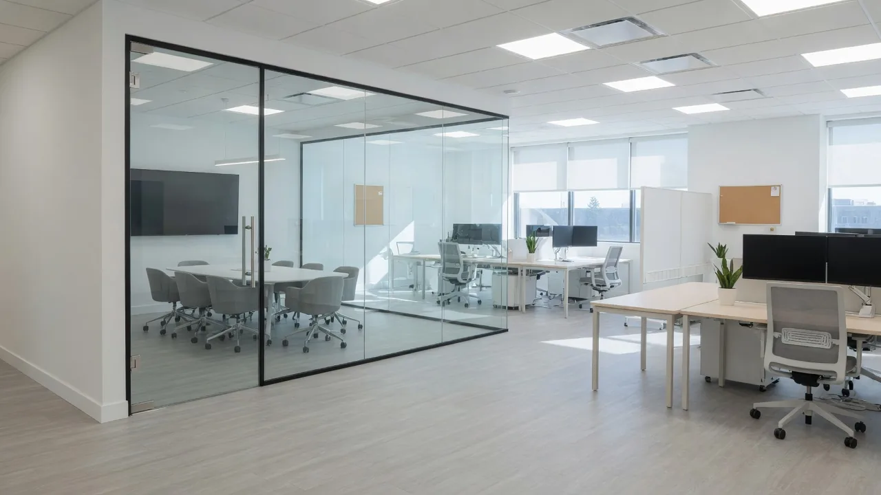 Finished modern commercial office interior after a renovation by Southeast Commercial Services in metro Atlanta