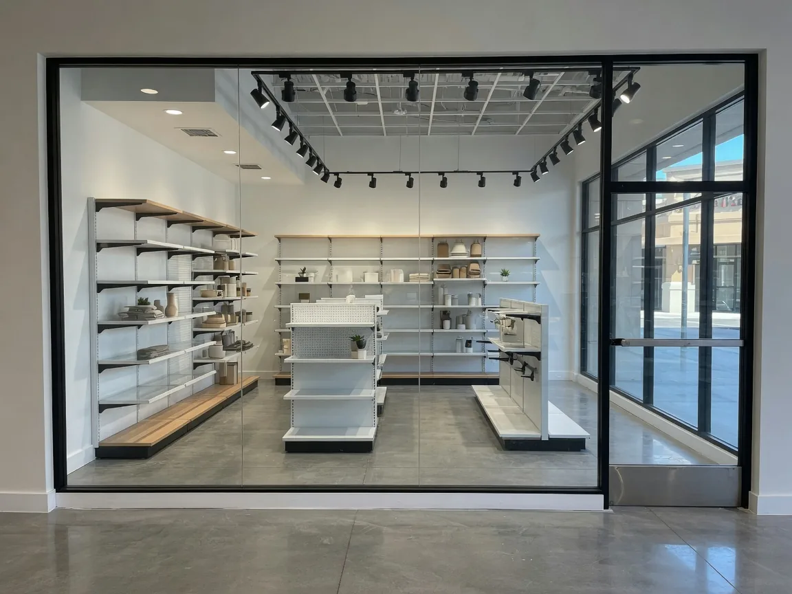 Finished modern retail store interior after a commercial tenant build-out in Atlanta