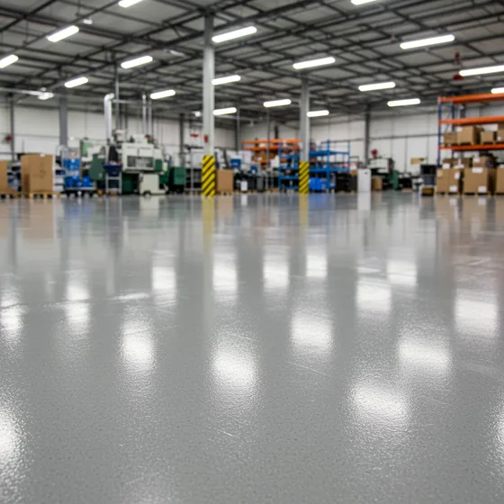 Polished concrete manufacturing plant floor in an Atlanta industrial facility