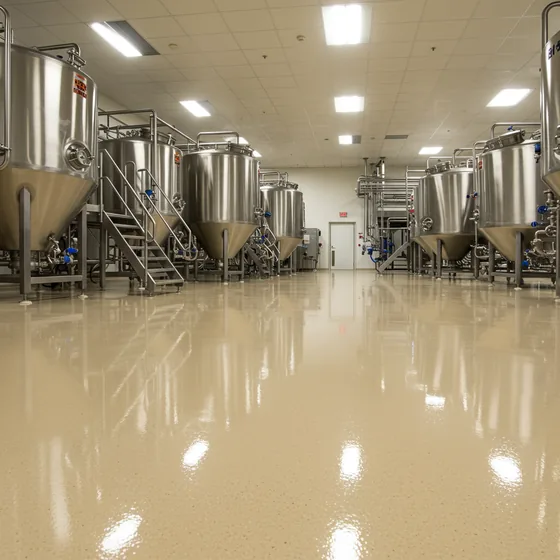 Polished concrete food and beverage facility floor in an Atlanta plant