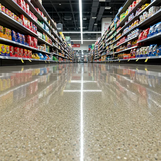 Polished concrete grocery and big-box retail floor in an Atlanta store