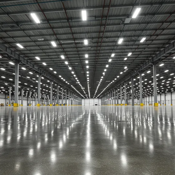 Polished concrete warehouse and distribution center floor in an Atlanta facility