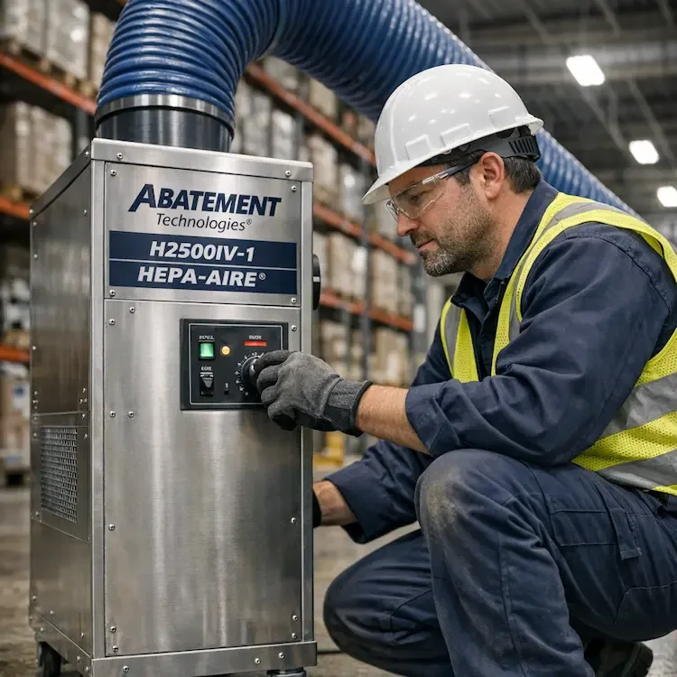 Negative-air machine and HEPA collection equipment for commercial duct cleaning in Atlanta