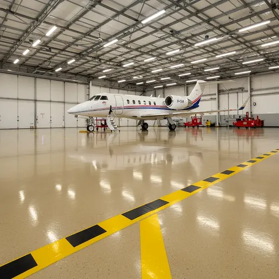 Aviation hangar floor coating in an Atlanta-area facility